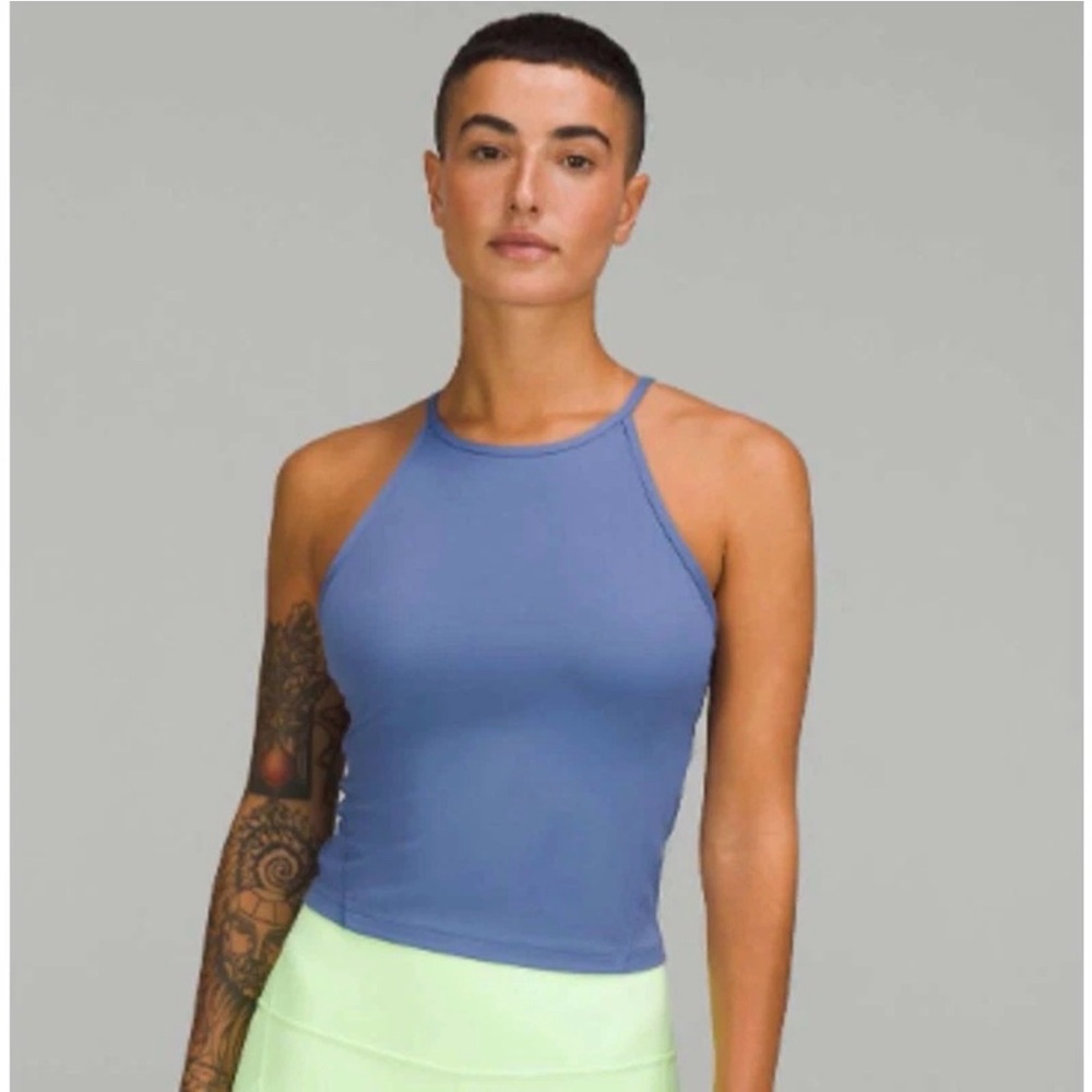 Lululemon Lightweight High-Neck Yoga Tank Water Drop Blue Size 10 EUC